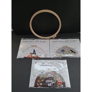 Embroidery Art Kit Halloween Fall  DIY Craft Set 3 New